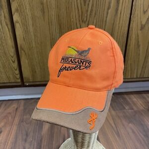 Vintage Browning Pheasants Embroidered Blaze Orange Trucker Hat Hunting SnapBack